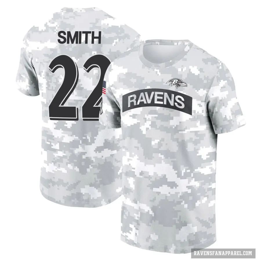 Women's ＃22 Jimmy Smith Baltimore Ravens Camo Arctic 2024 Salute to Service Long Sleeve T-Shirt