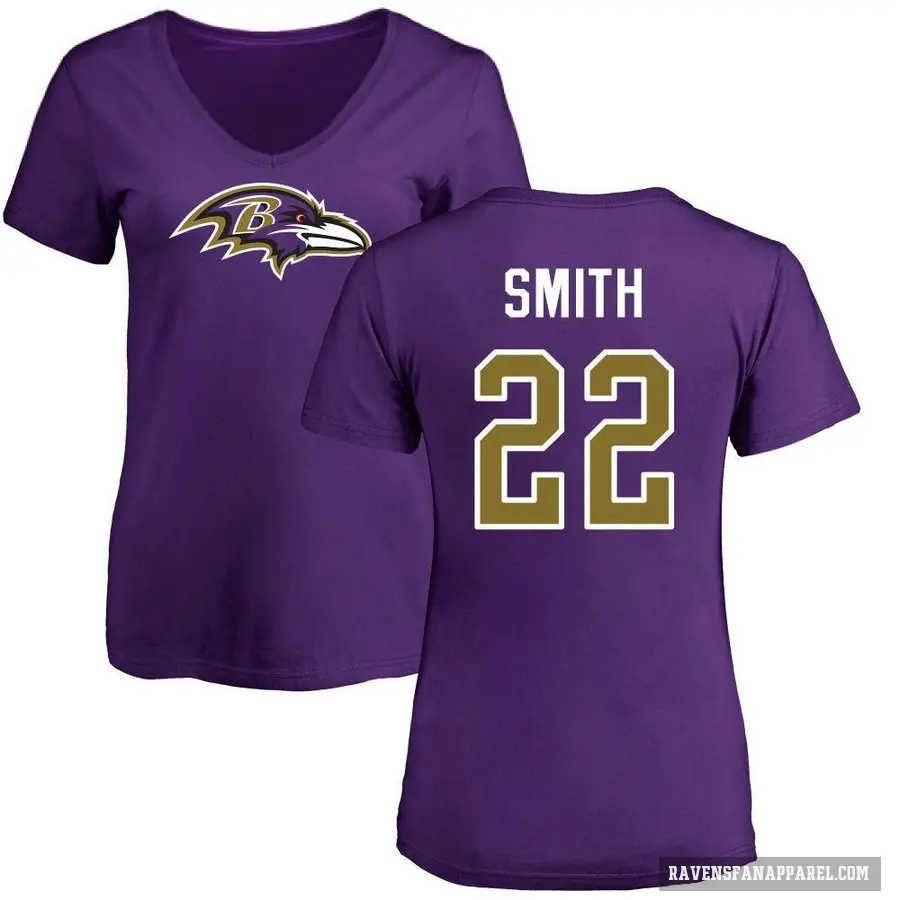 Women's ＃22 Jimmy Smith Baltimore Ravens Purple Logo Slim Fit T-Shirt