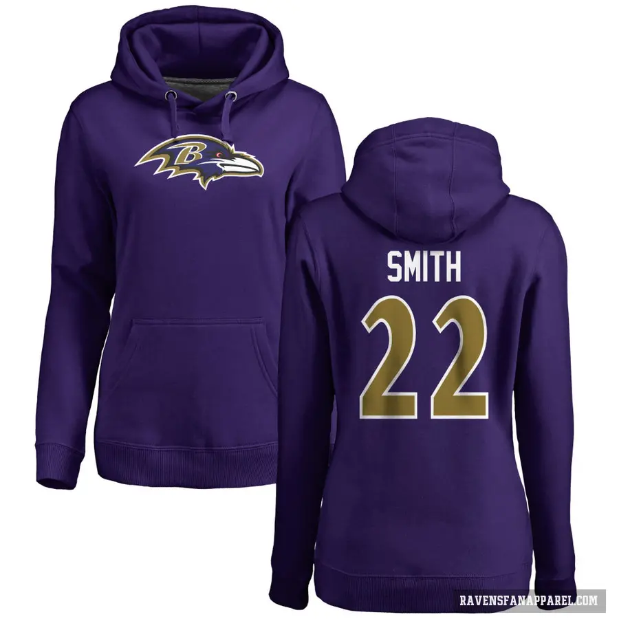 Women's ＃22 Jimmy Smith Baltimore Ravens Purple Pro Line by Branded Name & Number Logo Pullover Hoodie