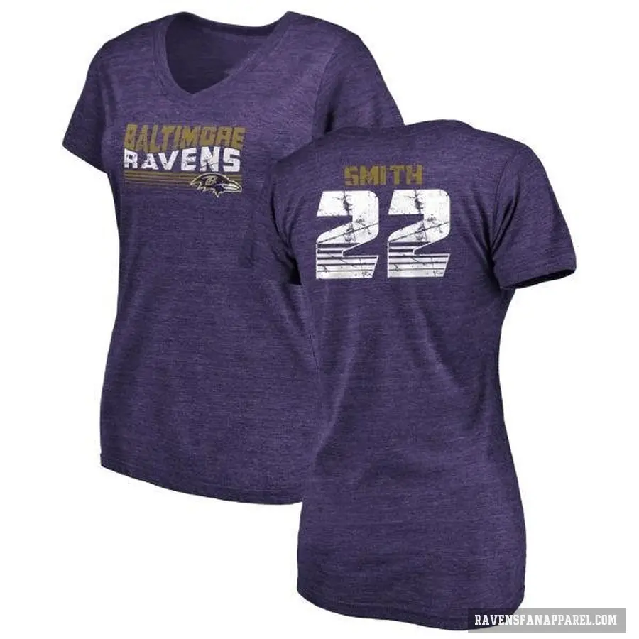 Women's ＃22 Jimmy Smith Baltimore Ravens Purple Retro V-Neck T-Shirt