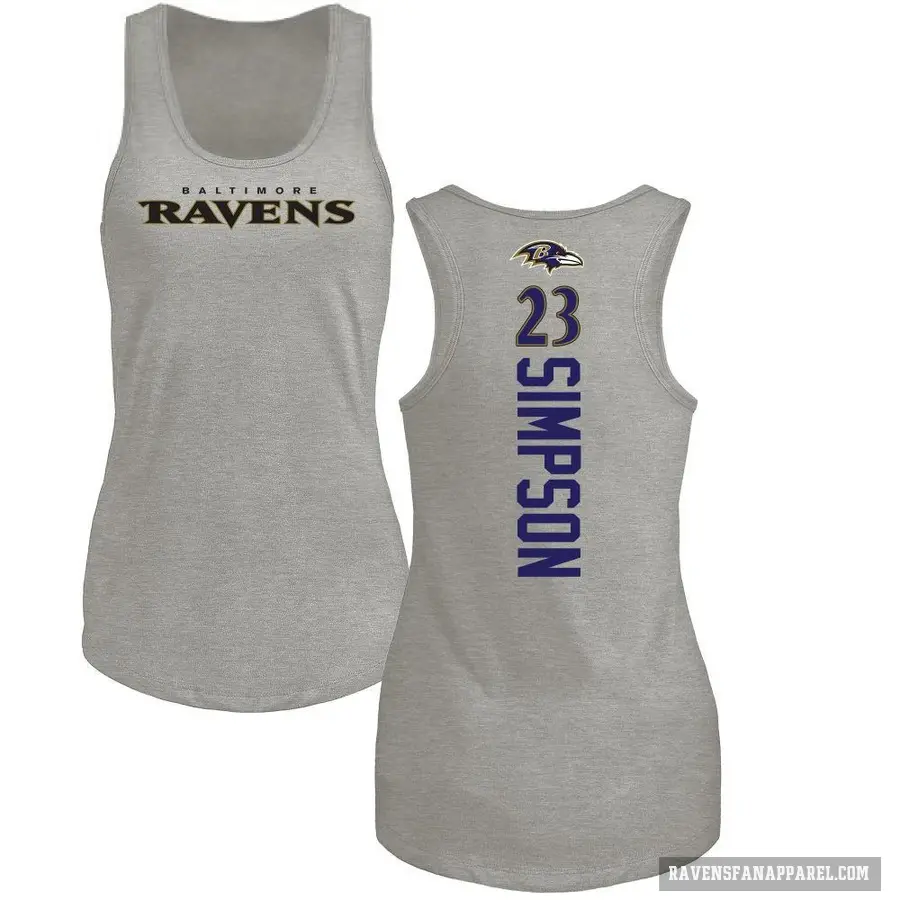 Women's ＃23 Trenton Simpson Baltimore Ravens Ash Backer Tank Top