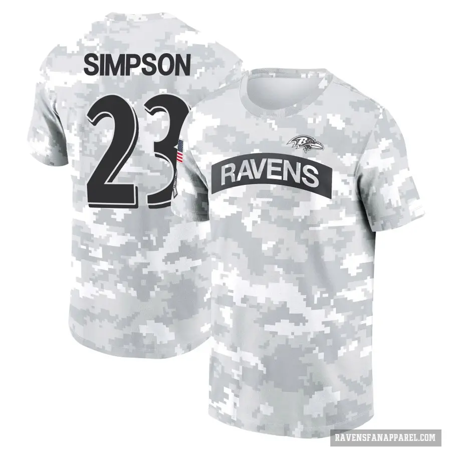 Women's ＃23 Trenton Simpson Baltimore Ravens Camo Arctic 2024 Salute to Service Long Sleeve T-Shirt