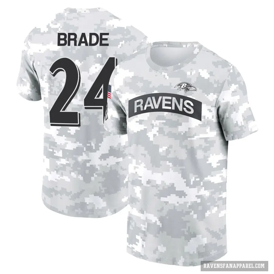 Women's ＃24 Beau Brade Baltimore Ravens Camo Arctic 2024 Salute to Service Long Sleeve T-Shirt