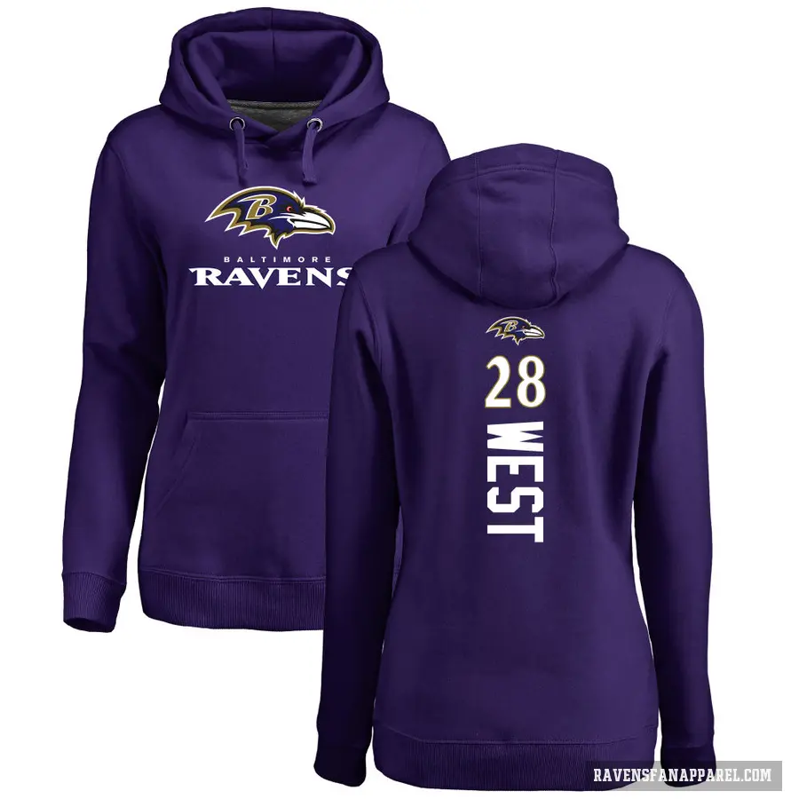 Women's ＃28 Terrance West Baltimore Ravens Purple Branded Backer Pullover Hoodie