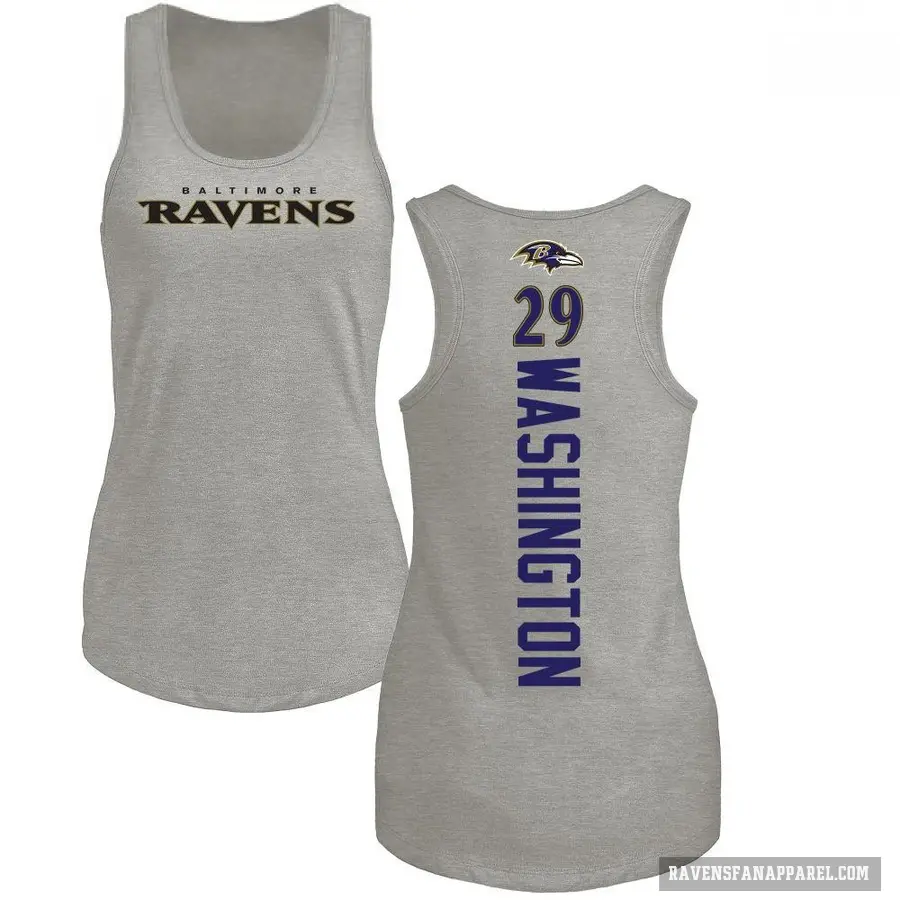 Women's ＃29 Ar'Darius Washington Baltimore Ravens Ash Backer Tank Top