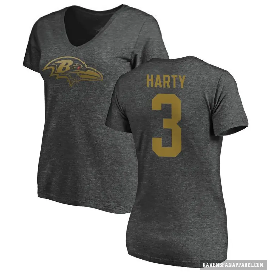 Women's ＃3 Deonte Harty Baltimore Ravens Ash One Color T-Shirt