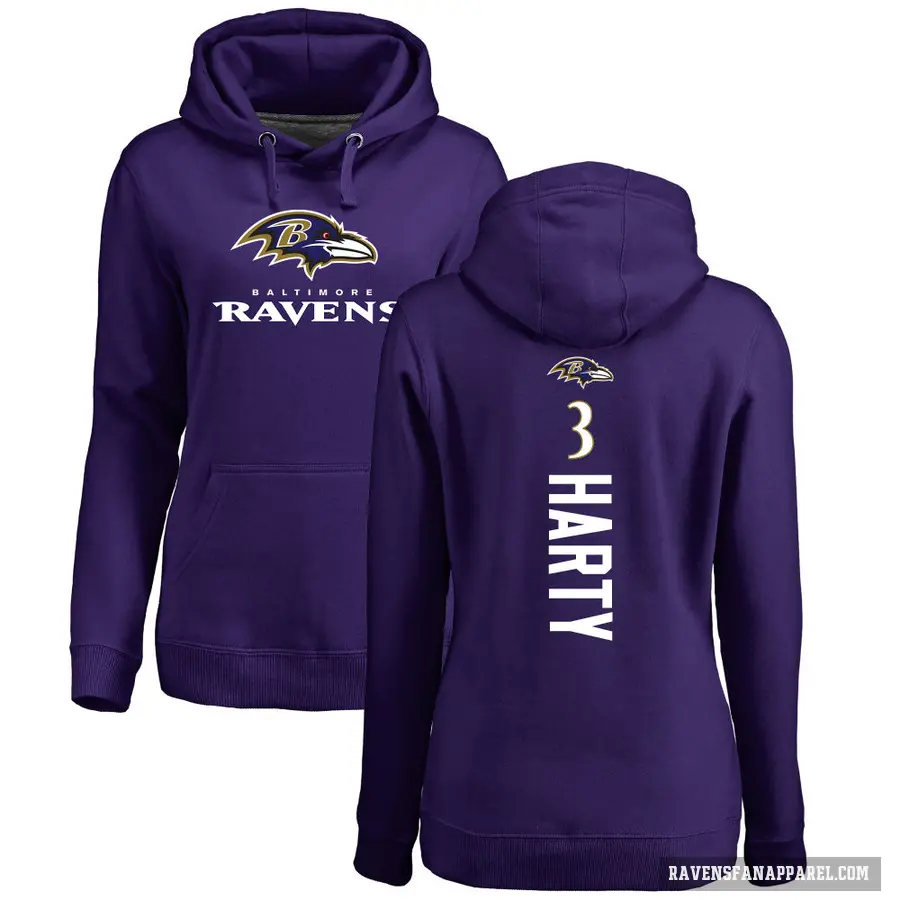 Women's ＃3 Deonte Harty Baltimore Ravens Purple Branded Backer Pullover Hoodie