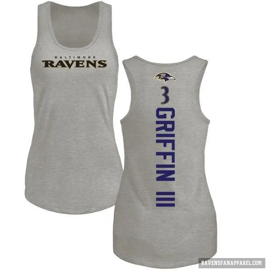 Women's ＃3 Robert Griffin III Baltimore Ravens Ash Backer Tank Top