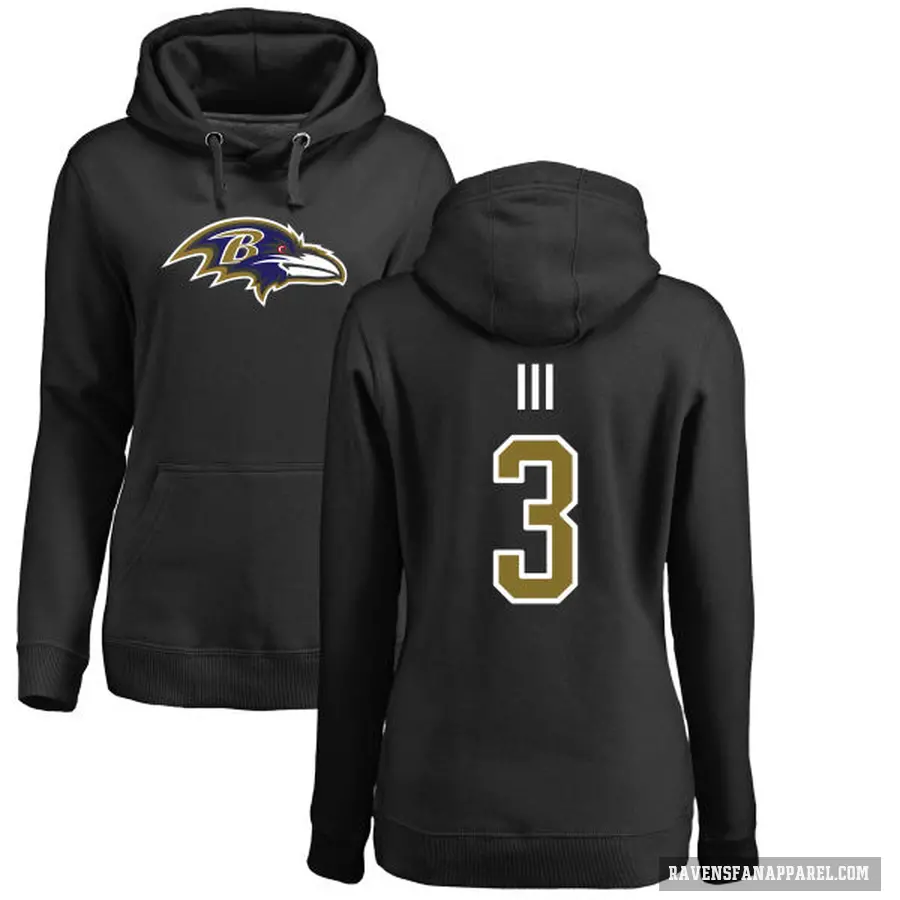 Women's ＃3 Robert Griffin III Baltimore Ravens Black Pro Line Name & Number Logo Pullover Hoodie