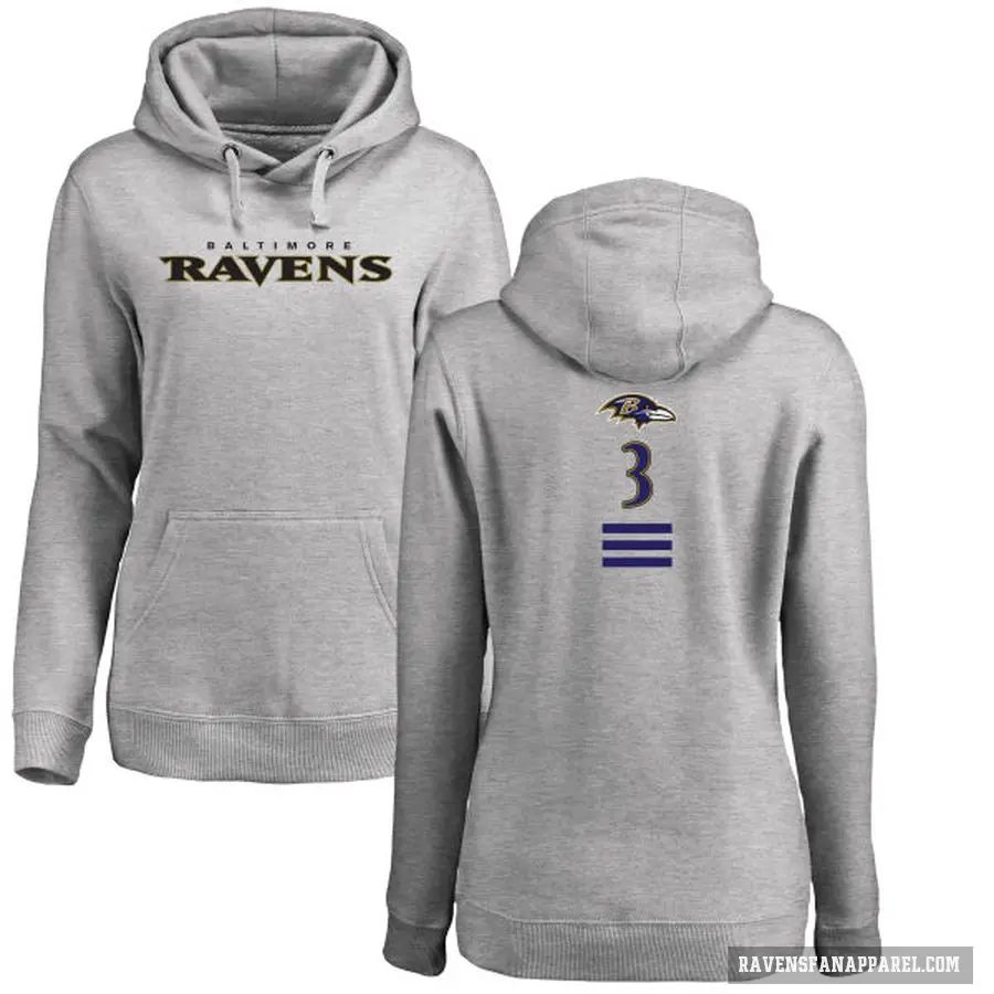 Women's ＃3 Robert Griffin III Baltimore Ravens Pro Line Ash Backer Pullover Hoodie