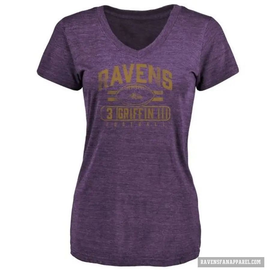 Women's ＃3 Robert Griffin III Baltimore Ravens Purple Flanker T-Shirt