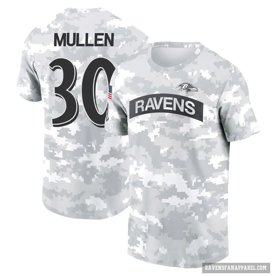 Women's ＃30 Trayvon Mullen Baltimore Ravens Camo Arctic 2024 Salute to Service Long Sleeve T-Shirt