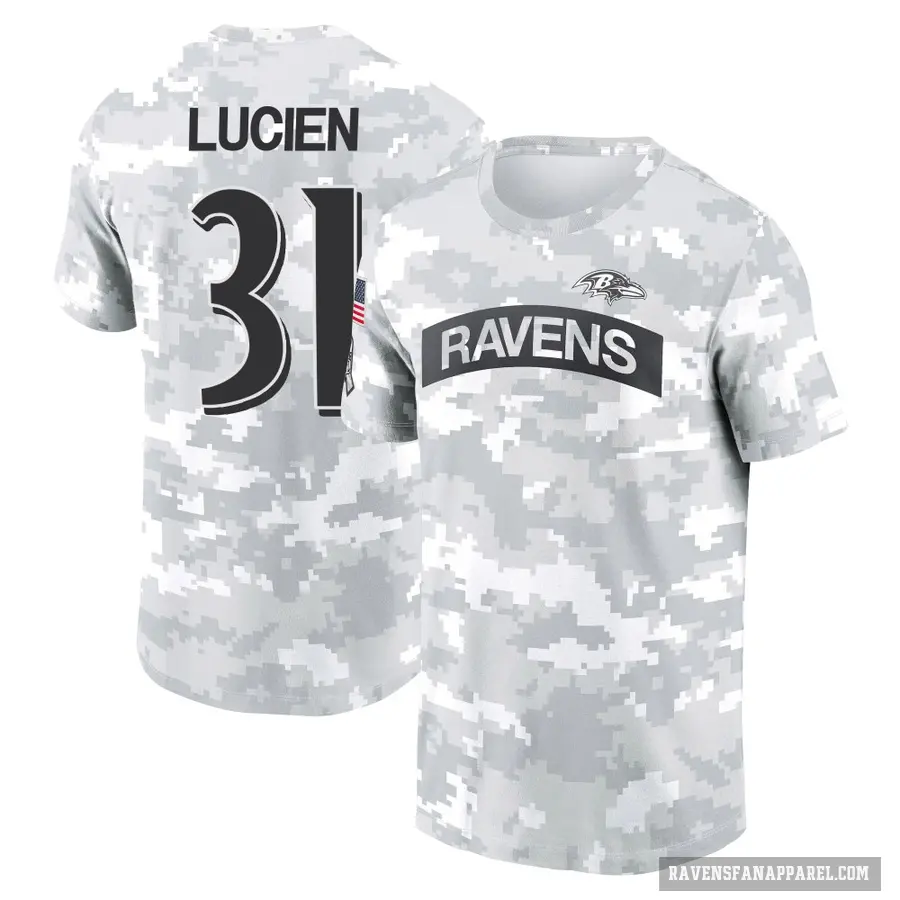 Women's ＃31 Jeremy Lucien Baltimore Ravens Camo Arctic 2024 Salute to Service Long Sleeve T-Shirt