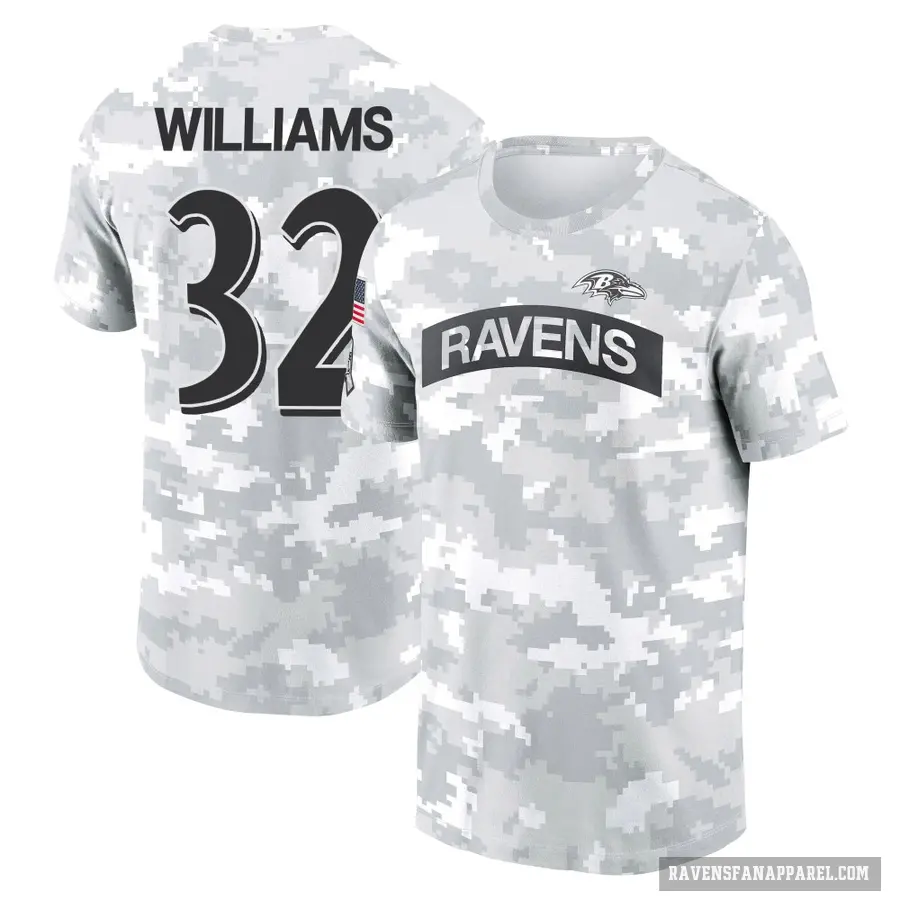 Women's ＃32 Marcus Williams Baltimore Ravens Camo Arctic 2024 Salute to Service Long Sleeve T-Shirt