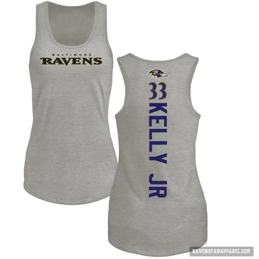 Women's ＃33 John Kelly Jr. Baltimore Ravens Ash Backer Tank Top