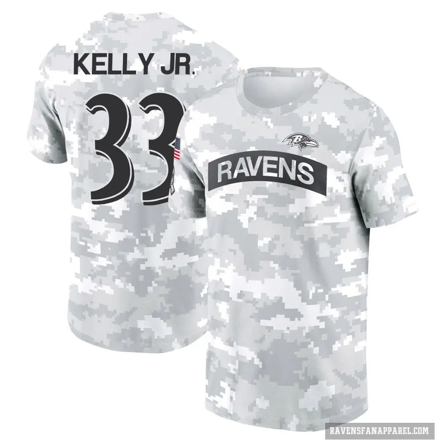 Women's ＃33 John Kelly Jr. Baltimore Ravens Camo Arctic 2024 Salute to Service Long Sleeve T-Shirt