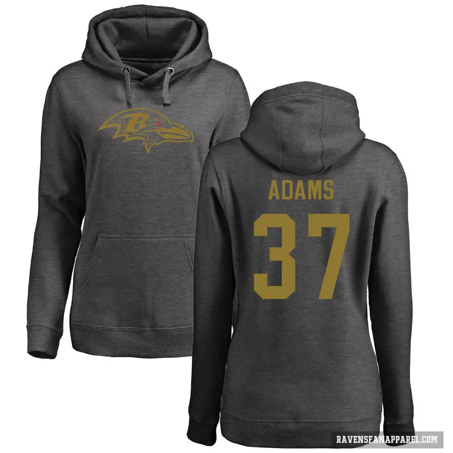 Women's ＃37 Andrew Adams Baltimore Ravens Pro Line by Branded Ash One Color Pullover Hoodie