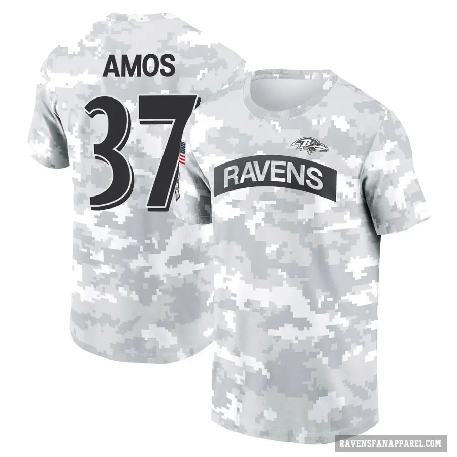 Women's ＃37 Jaquan Amos Baltimore Ravens Camo Arctic 2024 Salute to Service Long Sleeve T-Shirt