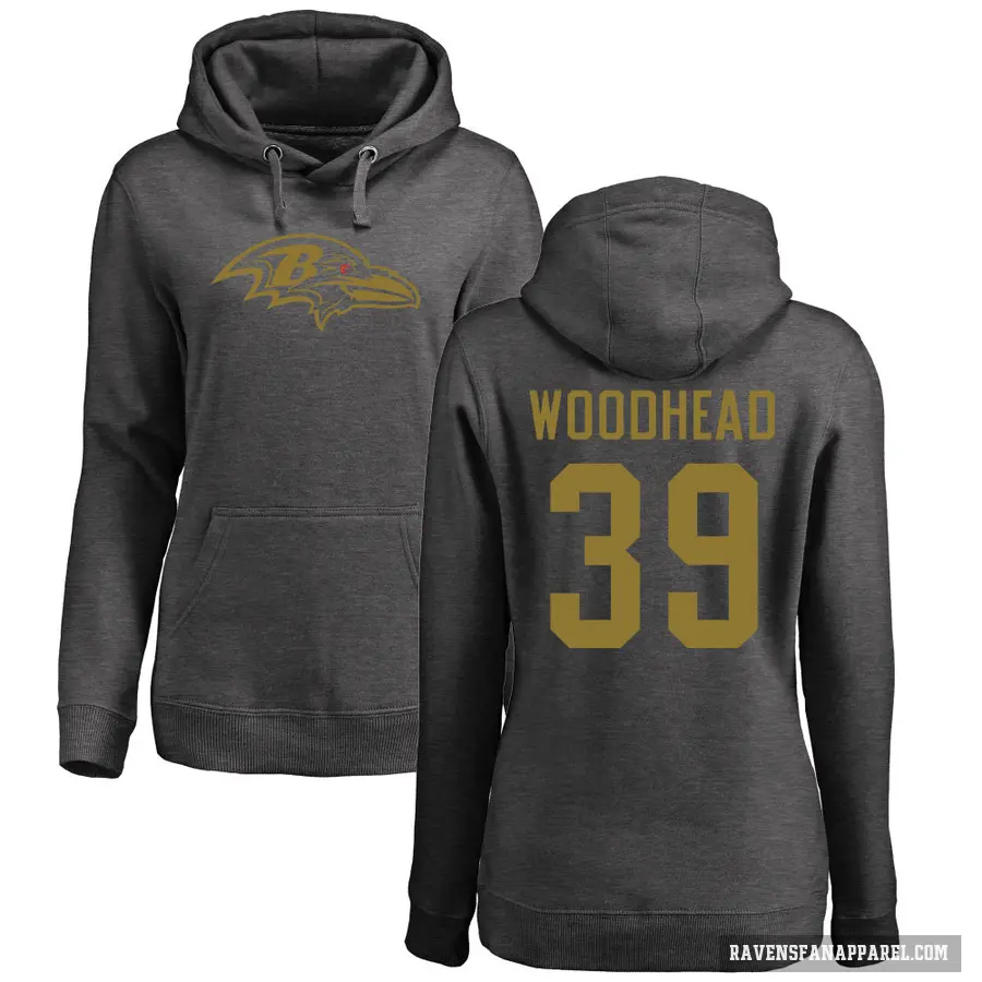 Women's ＃39 Danny Woodhead Baltimore Ravens Pro Line by Branded Ash One Color Pullover Hoodie