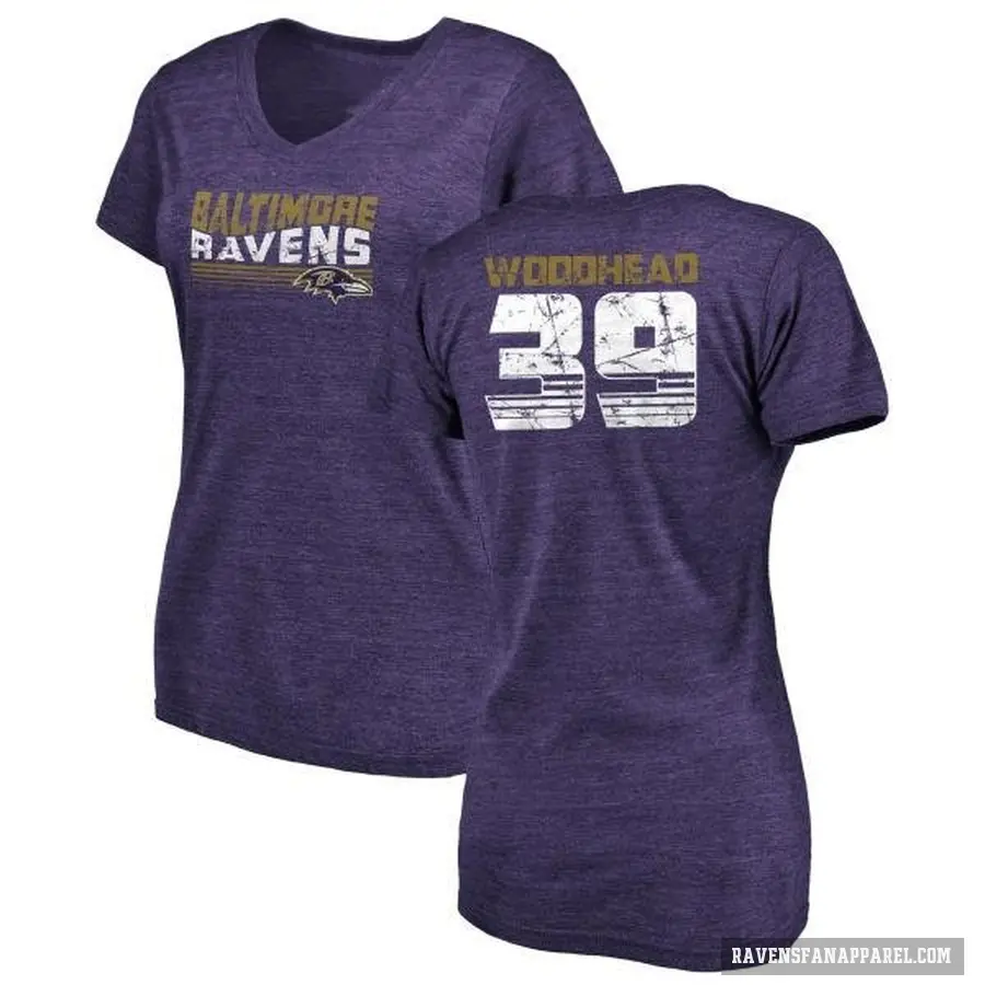 Women's ＃39 Danny Woodhead Baltimore Ravens Purple Retro V-Neck T-Shirt