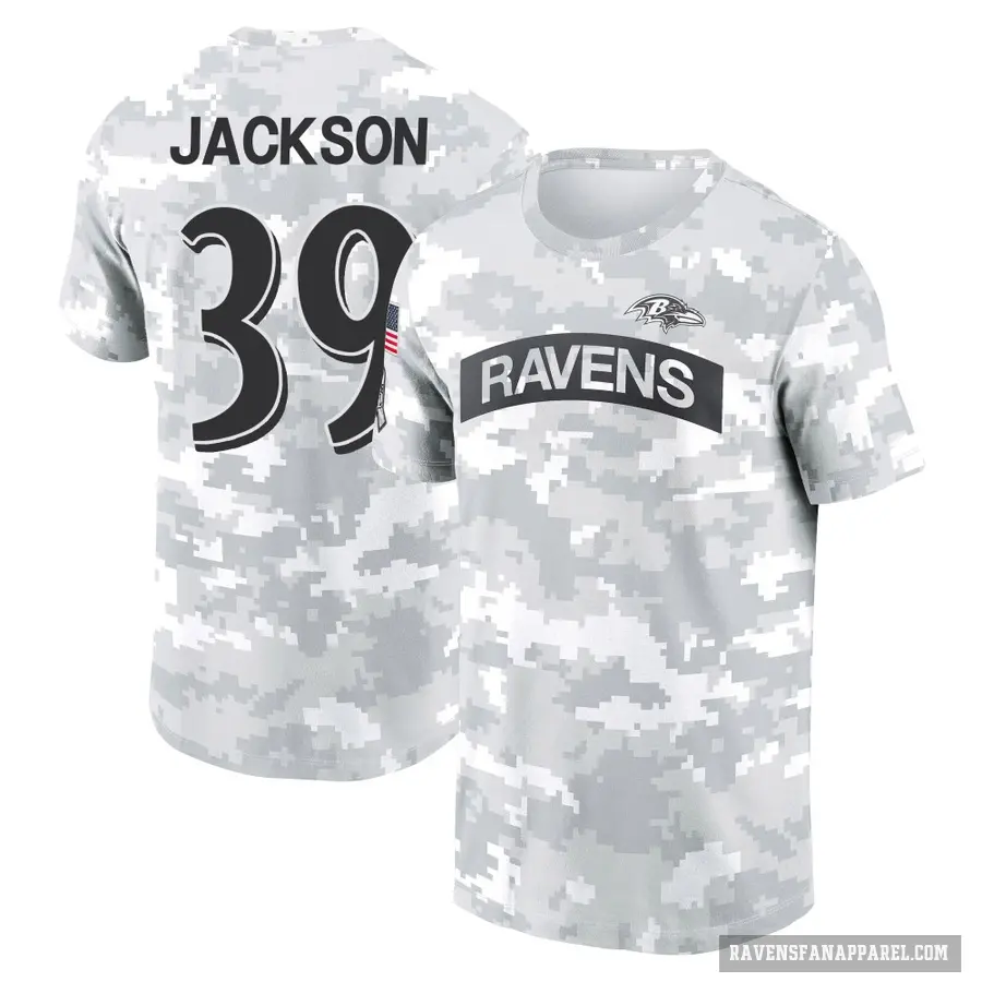 Women's ＃39 Eddie Jackson Baltimore Ravens Camo Arctic 2024 Salute to Service Long Sleeve T-Shirt