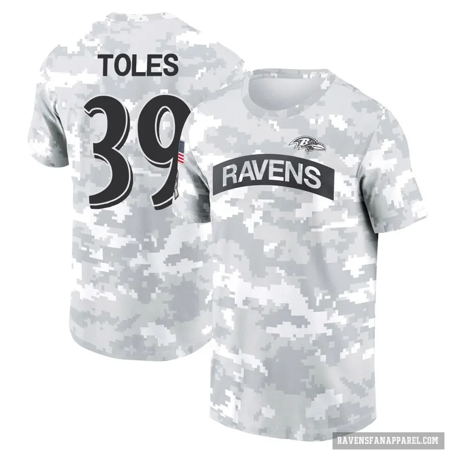 Women's ＃39 Jordan Toles Baltimore Ravens Camo Arctic 2024 Salute to Service Long Sleeve T-Shirt