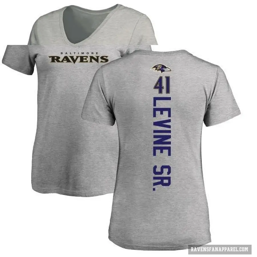 Women's ＃41 Anthony Levine Sr. Baltimore Ravens Ash Backer V-Neck T-Shirt