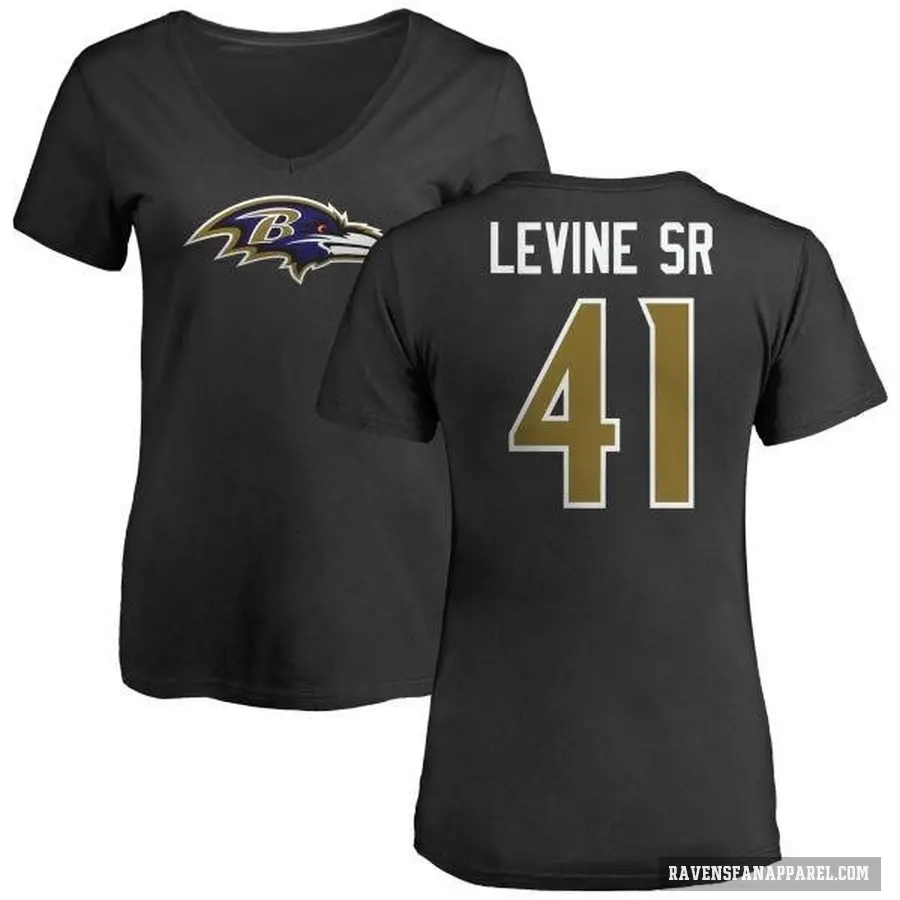 Women's ＃41 Anthony Levine Sr. Baltimore Ravens Black Logo Slim Fit T-Shirt