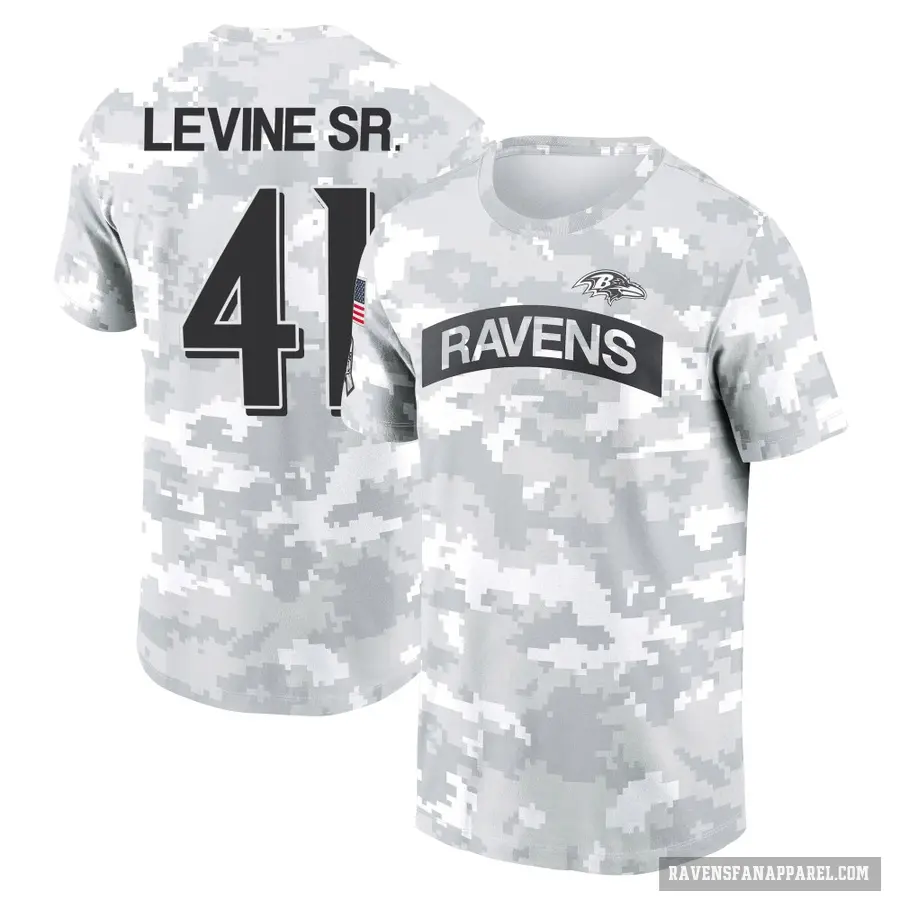 Women's ＃41 Anthony Levine Sr. Baltimore Ravens Camo Arctic 2024 Salute to Service Long Sleeve T-Shirt