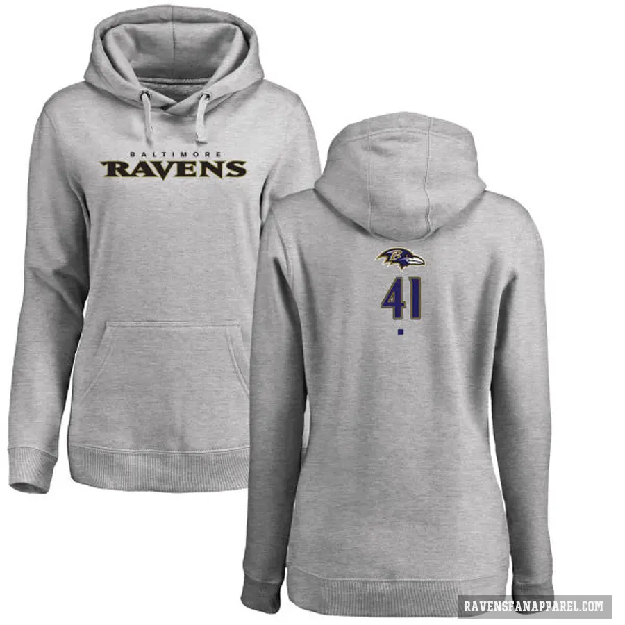 Women's ＃41 Anthony Levine Sr. Baltimore Ravens Pro Line Ash Backer Pullover Hoodie