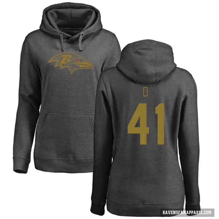 Women's ＃41 Anthony Levine Sr. Baltimore Ravens Pro Line by Branded Ash One Color Pullover Hoodie