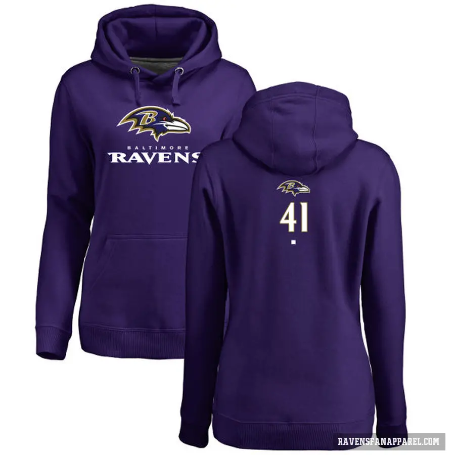 Women's ＃41 Anthony Levine Sr. Baltimore Ravens Purple Branded Backer Pullover Hoodie