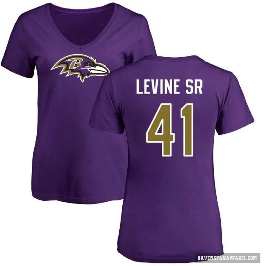 Women's ＃41 Anthony Levine Sr. Baltimore Ravens Purple Logo Slim Fit T-Shirt