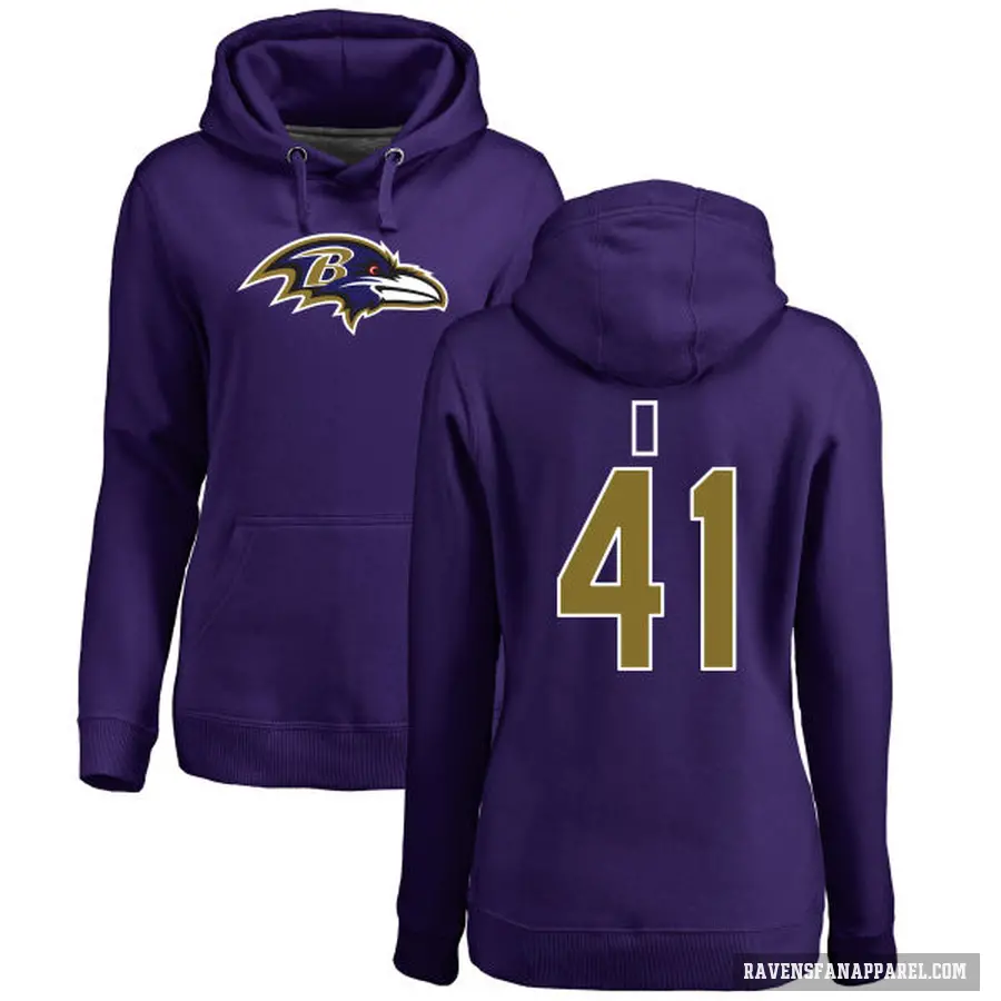 Women's ＃41 Anthony Levine Sr. Baltimore Ravens Purple Pro Line by Branded Name & Number Logo Pullover Hoodie