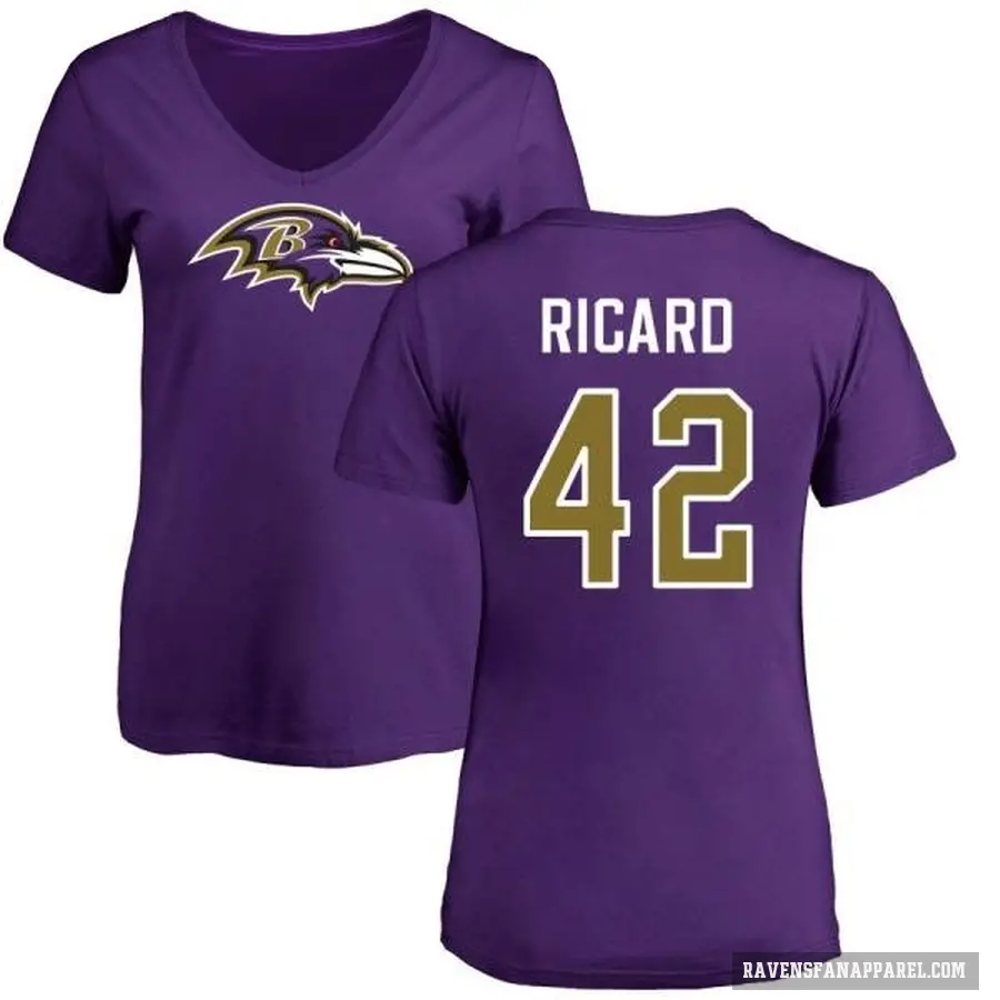 Women's ＃42 Patrick Ricard Baltimore Ravens Purple Logo Slim Fit T-Shirt