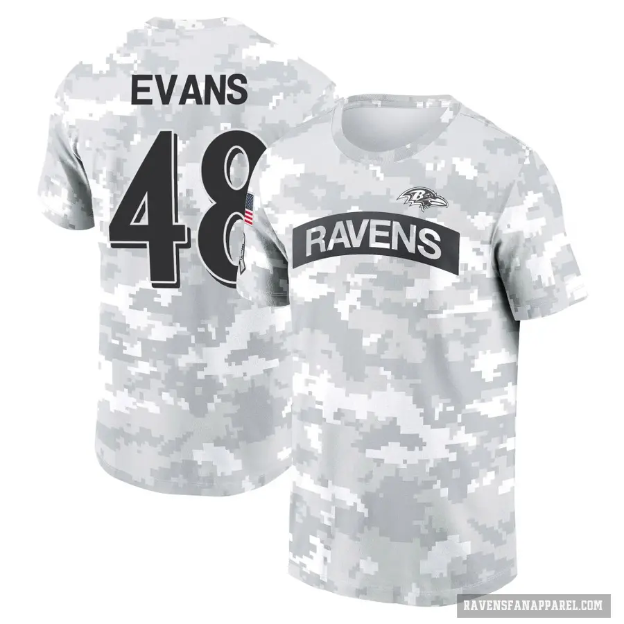 Women's ＃48 Joe Evans Baltimore Ravens Camo Arctic 2024 Salute to Service Long Sleeve T-Shirt