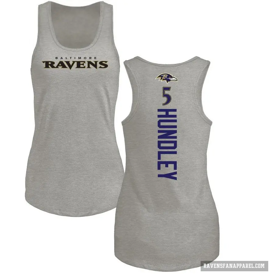 Women's ＃5 Brett Hundley Baltimore Ravens Ash Backer Tank Top