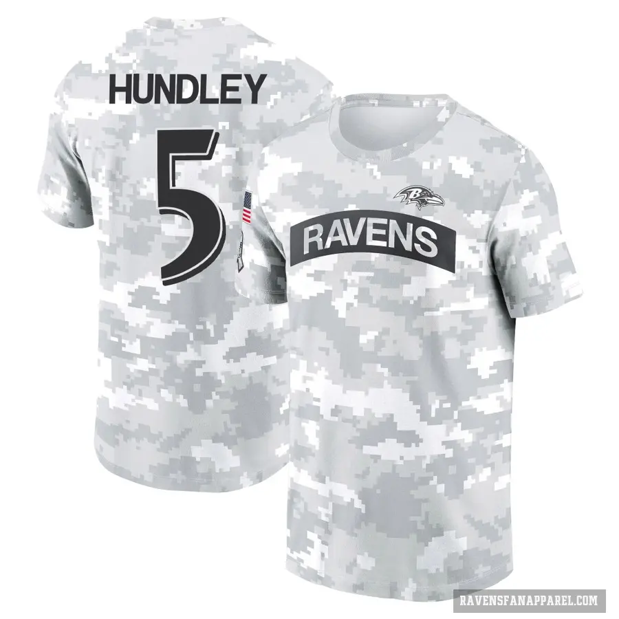 Women's ＃5 Brett Hundley Baltimore Ravens Camo Arctic 2024 Salute to Service Long Sleeve T-Shirt