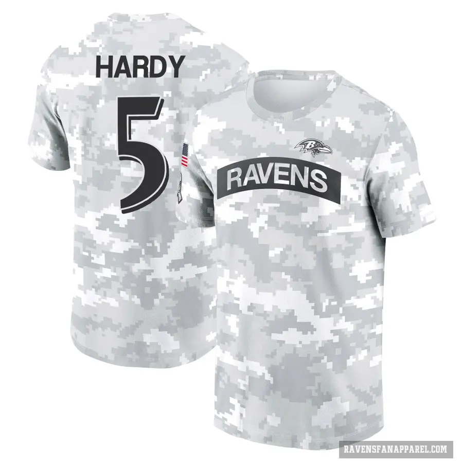 Women's ＃5 DeAngelo Hardy Baltimore Ravens Camo Arctic 2024 Salute to Service Long Sleeve T-Shirt