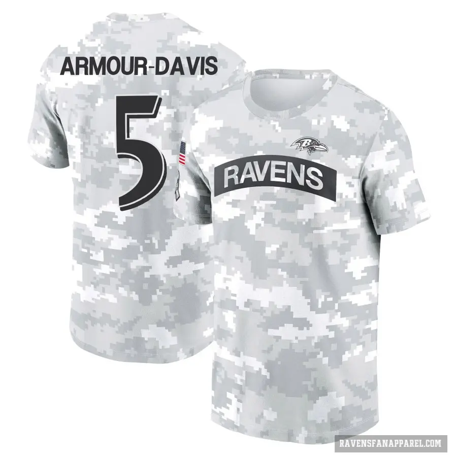 Women's ＃5 Jalyn Armour-Davis Baltimore Ravens Camo Arctic 2024 Salute to Service Long Sleeve T-Shirt