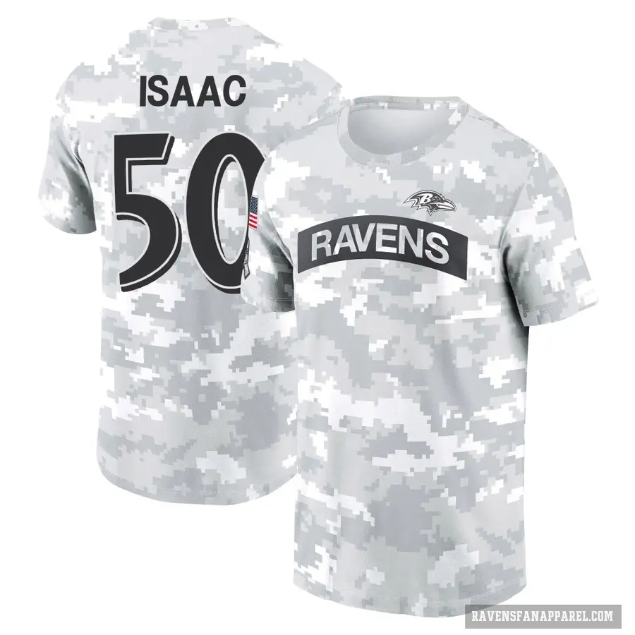 Women's ＃50 Adisa Isaac Baltimore Ravens Camo Arctic 2024 Salute to Service Long Sleeve T-Shirt