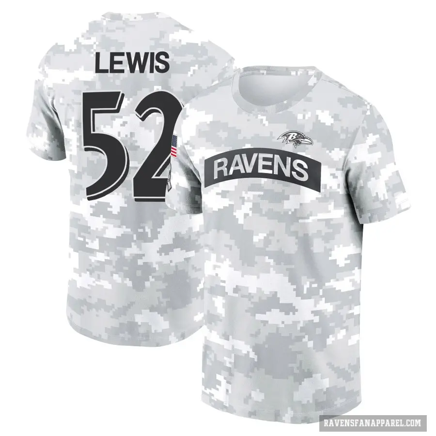 Women's ＃52 Ray Lewis Baltimore Ravens Camo Arctic 2024 Salute to Service Long Sleeve T-Shirt