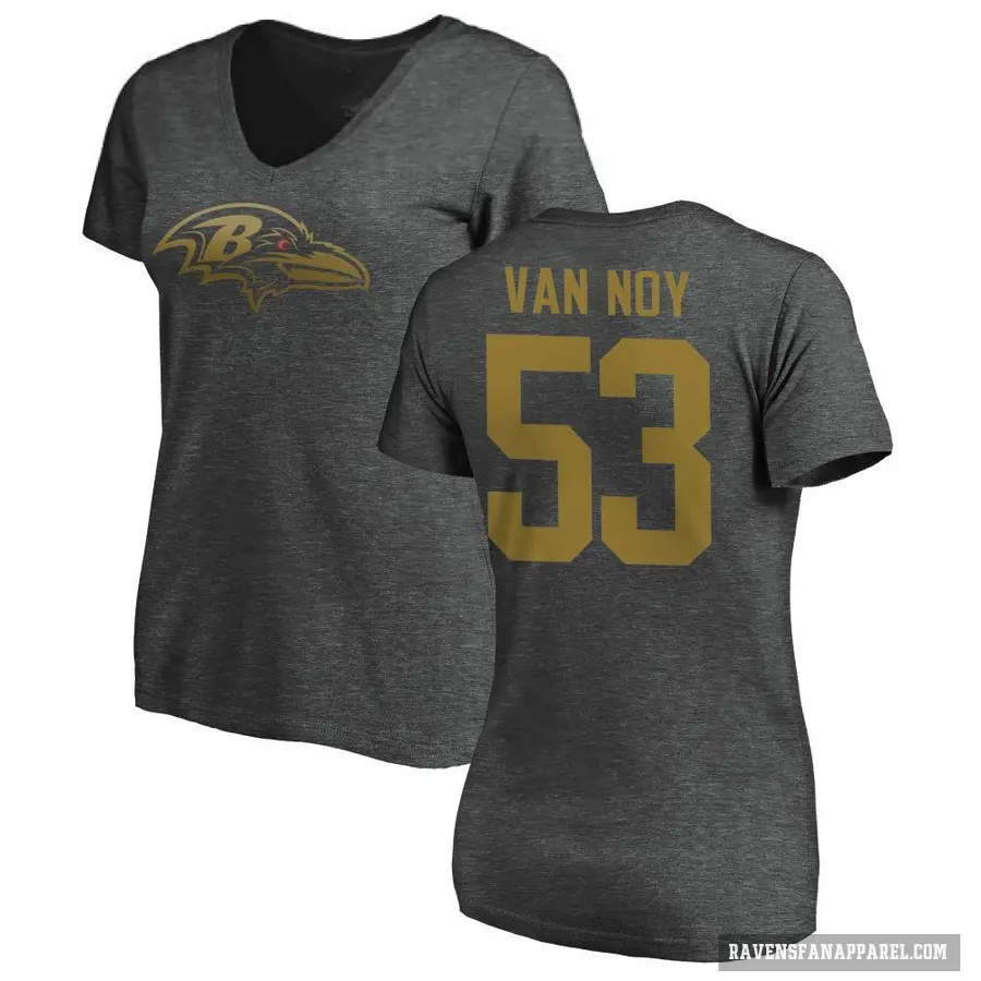 Women's ＃53 Kyle Van Noy Baltimore Ravens Ash One Color T-Shirt