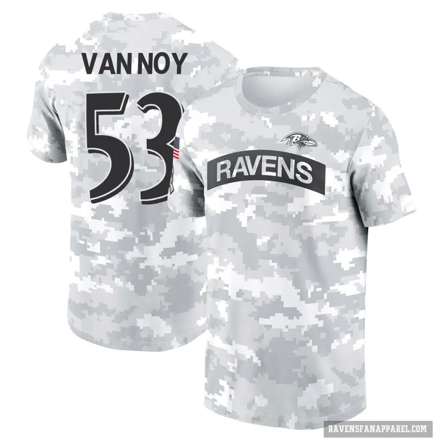 Women's ＃53 Kyle Van Noy Baltimore Ravens Camo Arctic 2024 Salute to Service Long Sleeve T-Shirt