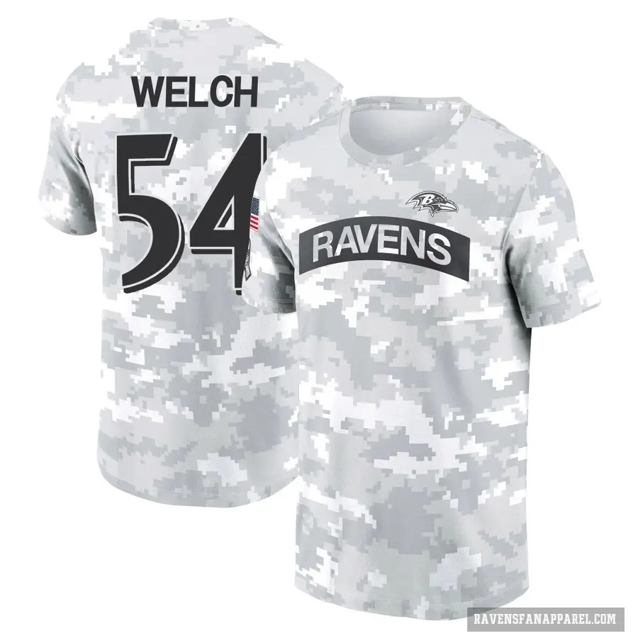 Women's ＃54 Kristian Welch Baltimore Ravens Camo Arctic 2024 Salute to Service Long Sleeve T-Shirt