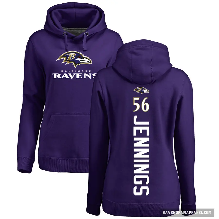 Women's ＃56 Deion Jennings Baltimore Ravens Purple Branded Backer Pullover Hoodie