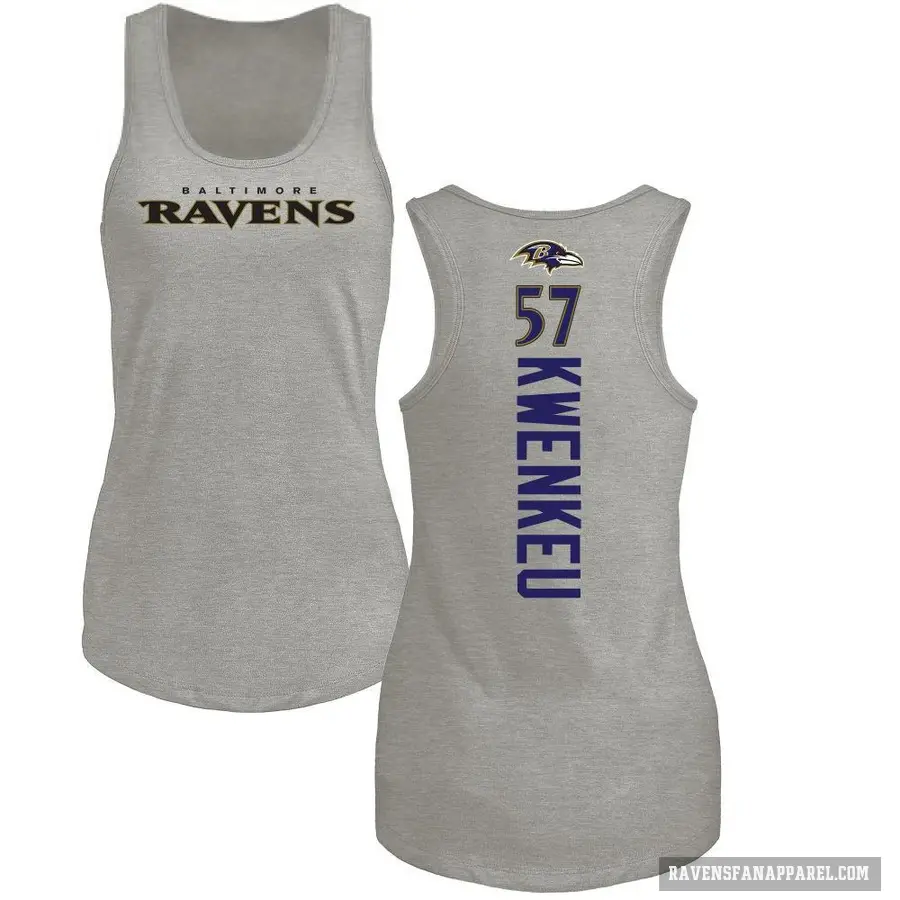 Women's ＃57 William Kwenkeu Baltimore Ravens Ash Backer Tank Top