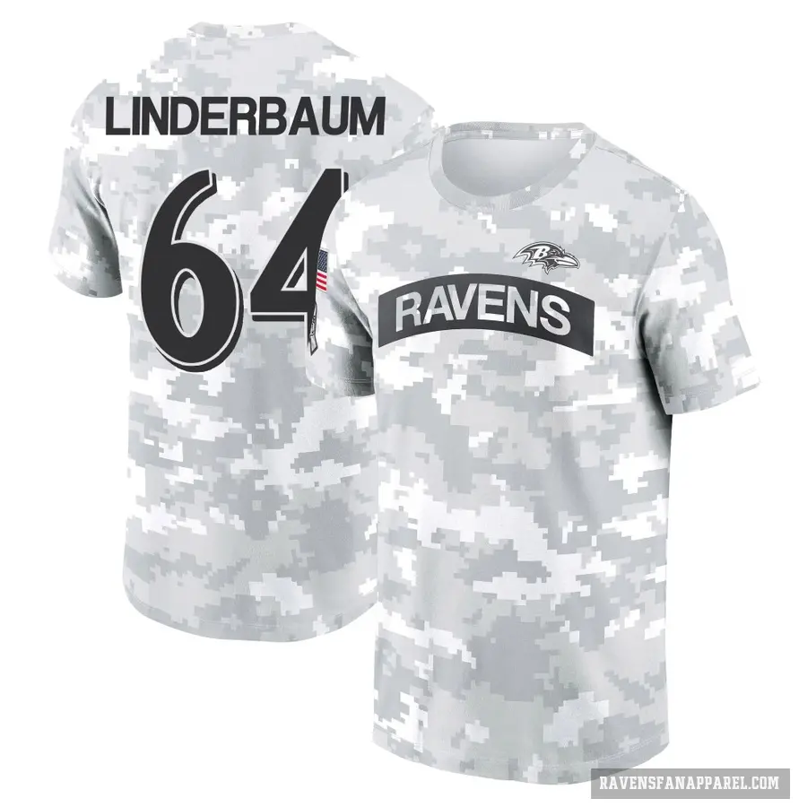 Women's ＃64 Tyler Linderbaum Baltimore Ravens Camo Arctic 2024 Salute to Service Long Sleeve T-Shirt