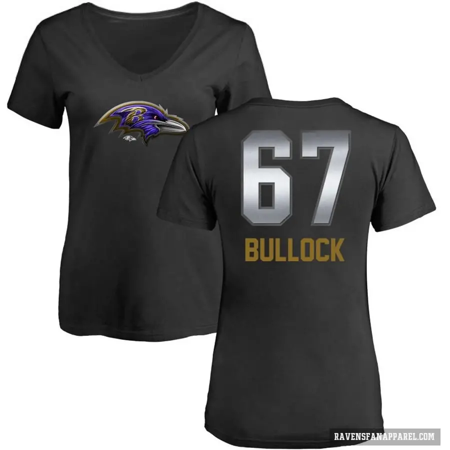 Women's ＃67 Corey Bullock Baltimore Ravens Black Midnight Mascot T-Shirt