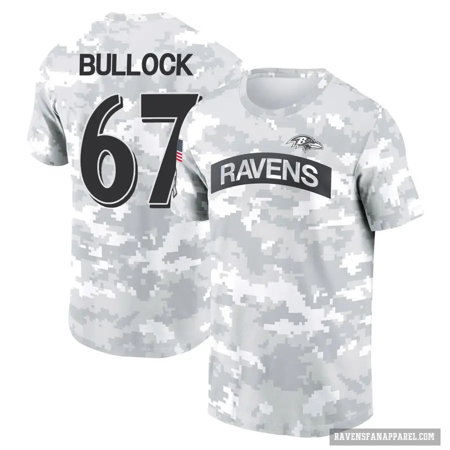 Women's ＃67 Corey Bullock Baltimore Ravens Camo Arctic 2024 Salute to Service Long Sleeve T-Shirt